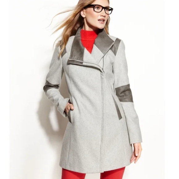 Calvin Klein Mixed Media Coat in Light Gray Size L - Picture 1 of 14
